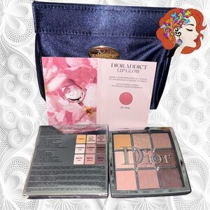 Dior Set with 9-shades backstage Palette, Lip glow sample and Blue Pouch